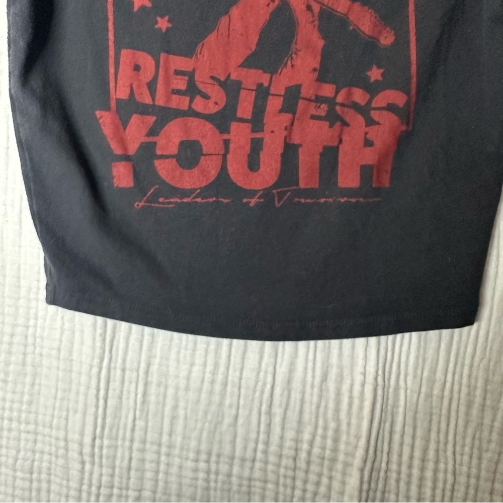 HOLLISTER Woman’s Gray Crop Top Short Sleeve Graphic Tee Restless Youth Small - Picture 4 of 6